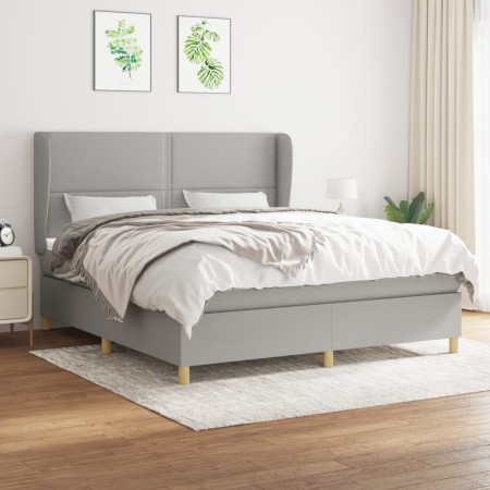Cama box spring con colchón tela gris claro 180x200 cm de , Camas y somieres - Ref: Foro24-3128461, Precio: 609,95 €, Descuen...