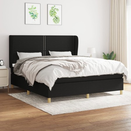 Cama box spring con colchón tela negro 180x200 cm de , Camas y somieres - Ref: Foro24-3128463, Precio: 621,01 €, Descuento: %