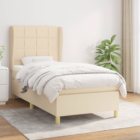 Cama box spring con colchón tela color crema 80x200 cm de , Camas y somieres - Ref: Foro24-3128482, Precio: 335,56 €, Descuen...