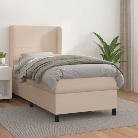 Cama box spring con colchón cuero sintético capuchino 80x200 cm de , Camas y somieres - Ref: Foro24-3128882, Precio: 313,50 €...