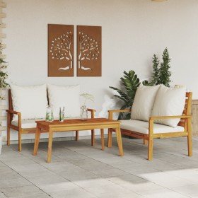 Set de muebles para jardín 3 piezas con cojines madera acacia en Conjuntos de jardín | Comprar online en Foru.es