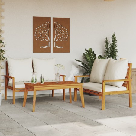 Set de muebles para jardín 3 piezas con cojines madera acacia en Conjuntos de jardín | Comprar online en Foru.es