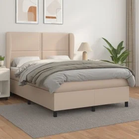 Cama box spring con colchón cuero sintético capuchino 140x190cm de , Camas y somieres - Ref: Foro24-3128972, Precio: 532,57 €...