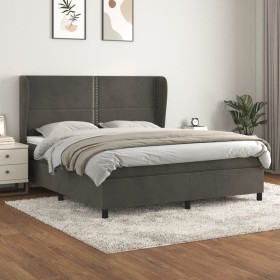 Cama box spring con colchón terciopelo gris oscuro 160x200 cm de , Camas y somieres - Ref: Foro24-3129160, Precio: 536,91 €, ...