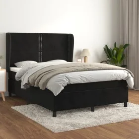 Box spring bed with black velvet mattress 140x200 cm by , Beds and slatted bases - Ref: Foro24-3129155, Price: 473,97 €, Disc...