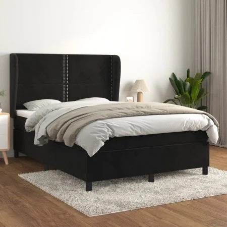 Box spring bed with black velvet mattress 140x200 cm by , Beds and slatted bases - Ref: Foro24-3129155, Price: 473,97 €, Disc...