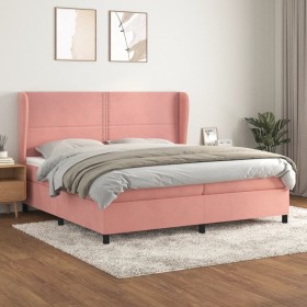Cama box spring con colchón terciopelo rosa 200x200 cm de , Camas y somieres - Ref: Foro24-3129176, Precio: 595,28 €, Descuen...