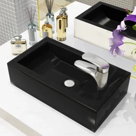 Rectangular ceramic sink with faucet hole 46x25.5x12 black by vidaXL, Sinks - Ref: Foro24-142738, Price: 61,04 €, Discount: %