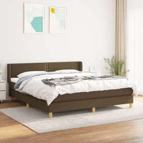 Box spring bed with dark brown fabric mattress 160x200 cm by , Beds and slatted bases - Ref: Foro24-3130204, Price: 461,81 €,...