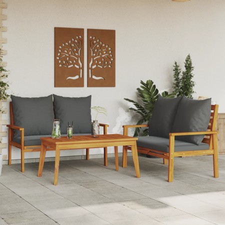 Set de muebles para jardín 3 piezas con cojines madera acacia en Conjuntos de jardín | Comprar online en Foru.es