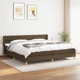 Cama box spring con colchón tela marrón oscuro 200x200 cm de , Camas y somieres - Ref: Foro24-3130540, Precio: 626,13 €, Desc...