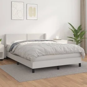 Box spring bed with white synthetic leather mattress 140x200cm by , Beds and slatted bases - Ref: Foro24-3130722, Price: 465,...
