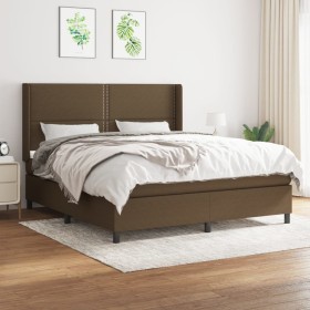 Cama box spring con colchón tela marrón oscuro 180x200 cm de , Camas y somieres - Ref: Foro24-3131372, Precio: 589,28 €, Desc...