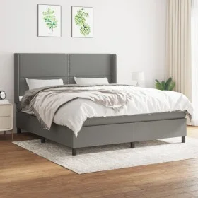 Box spring bed with dark gray fabric mattress 180x200 cm by , Beds and slatted bases - Ref: Foro24-3131370, Price: 599,39 €, ...