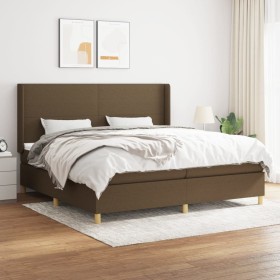 Cama box spring con colchón tela marrón oscuro 200x200 cm de , Camas y somieres - Ref: Foro24-3131860, Precio: 659,41 €, Desc...