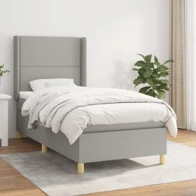 Box spring bed with light gray fabric mattress 90x200 cm by , Beds and slatted bases - Ref: Foro24-3131881, Price: 319,82 €, ...