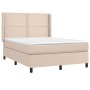 Cama box spring con colchón cuero sintético capuchino 140x190cm de , Camas y somieres - Ref: Foro24-3132440, Precio: 494,12 €...