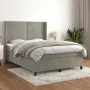 Box spring bed with light gray velvet mattress 140x190 cm by , Beds and slatted bases - Ref: Foro24-3132615, Price: 528,89 €,...