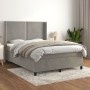 Cama box spring con colchón terciopelo gris claro 140x190 cm de , Camas y somieres - Ref: Foro24-3132615, Precio: 520,38 €, D...