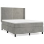Cama box spring con colchón terciopelo gris claro 140x190 cm de , Camas y somieres - Ref: Foro24-3132615, Precio: 520,38 €, D...