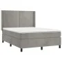 Box spring bed with light gray velvet mattress 140x190 cm by , Beds and slatted bases - Ref: Foro24-3132615, Price: 528,89 €,...