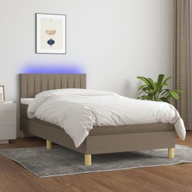 Cama box spring con colchón LED tela gris taupe 80x200 cm de , Camas y somieres - Ref: Foro24-3133833, Precio: 294,79 €, Desc...