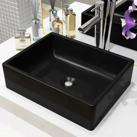 Black rectangular ceramic sink 41x30x12 cm by vidaXL, Sinks - Ref: Foro24-142734, Price: 71,43 €, Discount: %
