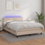 Cama box spring colchón LED cuero sintético capuchino 140x200cm de , Camas y somieres - Ref: Foro24-3134170, Precio: 425,04 €...