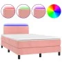 Box spring bed with mattress and LED pink velvet 120x200 cm by , Beds and slatted bases - Ref: Foro24-3134338, Price: 374,76 ...