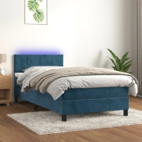 Cama box spring colchón y LED terciopelo azul oscuro 80x200 cm de , Camas y somieres - Ref: Foro24-3134373, Precio: 265,78 €,...