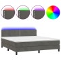Cama box spring colchón y LED terciopelo gris oscuro 160x200 cm de , Camas y somieres - Ref: Foro24-3134352, Precio: 481,20 €...