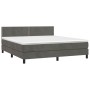 Cama box spring colchón y LED terciopelo gris oscuro 160x200 cm de , Camas y somieres - Ref: Foro24-3134352, Precio: 481,20 €...