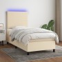 Cama box spring colchón y luces LED tela crema 80x200 cm de , Camas y somieres - Ref: Foro24-3134674, Precio: 332,60 €, Descu...
