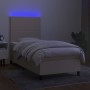 Cama box spring colchón y luces LED tela crema 80x200 cm de , Camas y somieres - Ref: Foro24-3134674, Precio: 332,60 €, Descu...