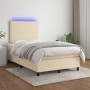 Cama box spring con colchón y LED tela crema 120x200 cm de , Camas y somieres - Ref: Foro24-3134786, Precio: 417,60 €, Descue...