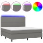 Cama box spring colchón y luces LED tela gris oscuro 180x200 cm de , Camas y somieres - Ref: Foro24-3134814, Precio: 605,10 €...