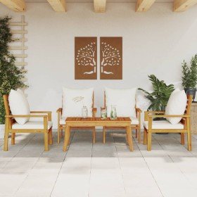 Juego de muebles jardín 5 pzas con cojines madera maciza acacia en Conjuntos de jardín | Comprar online en Foru.es