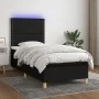 Box spring bed mattress and LED lights black fabric 100x200 cm by , Beds and slatted bases - Ref: Foro24-3135335, Price: 325,...