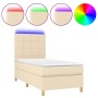 Cama box spring colchón y luces LED tela crema 80x200 cm de , Camas y somieres - Ref: Foro24-3135394, Precio: 323,38 €, Descu...