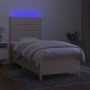Cama box spring colchón y luces LED tela crema 80x200 cm de , Camas y somieres - Ref: Foro24-3135394, Precio: 323,38 €, Descu...