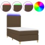 Cama box spring colchón luces LED tela marrón oscuro 100x200cm de , Camas y somieres - Ref: Foro24-3135576, Precio: 347,20 €,...