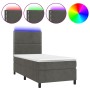 Cama box spring colchón y LED terciopelo gris oscuro 80x200 cm de , Camas y somieres - Ref: Foro24-3136030, Precio: 324,16 €,...