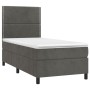 Cama box spring colchón y LED terciopelo gris oscuro 80x200 cm de , Camas y somieres - Ref: Foro24-3136030, Precio: 324,16 €,...