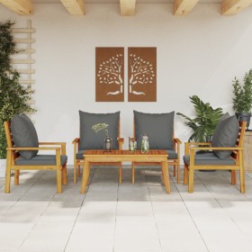 Juego de muebles jardín 5 pzas con cojines madera maciza acacia en Conjuntos de jardín | Comprar online en Foru.es