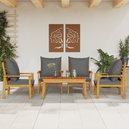 Juego de muebles jardín 5 pzas con cojines madera maciza acacia en Conjuntos de jardín | Comprar online en Foru.es