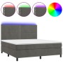 Cama box spring colchón y LED terciopelo gris oscuro 160x200 cm de , Camas y somieres - Ref: Foro24-3136072, Precio: 522,18 €...