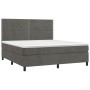 Cama box spring colchón y LED terciopelo gris oscuro 160x200 cm de , Camas y somieres - Ref: Foro24-3136072, Precio: 522,18 €...