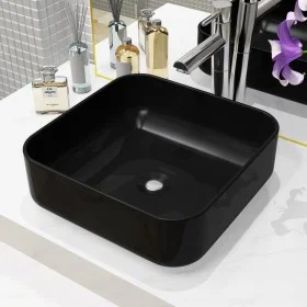 Quadratisches schwarzes Keramikwaschbecken 38x38x13,5 cm von vidaXL, Sinkt - Ref: Foro24-142733, Preis: 70,25 €, Rabatt: %