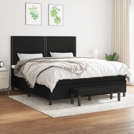 Cama box spring con colchón tela negro 180x200 cm de , Camas y somieres - Ref: Foro24-3136535, Precio: 640,36 €, Descuento: %