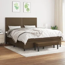 Cama box spring con colchón tela marrón oscuro 160x200 cm de , Camas y somieres - Ref: Foro24-3136528, Precio: 545,56 €, Desc...